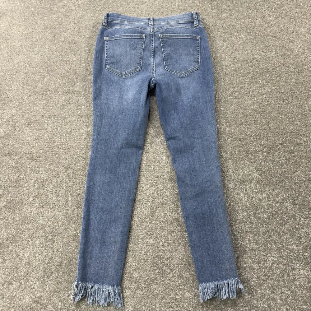 Free People Skinny Jeans Womens 27 Blue‎ Denim Distressed Fray Raw Hem 16515125